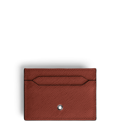 Porte-Cartes 5cc en Cuir Sartorial chêne rouge